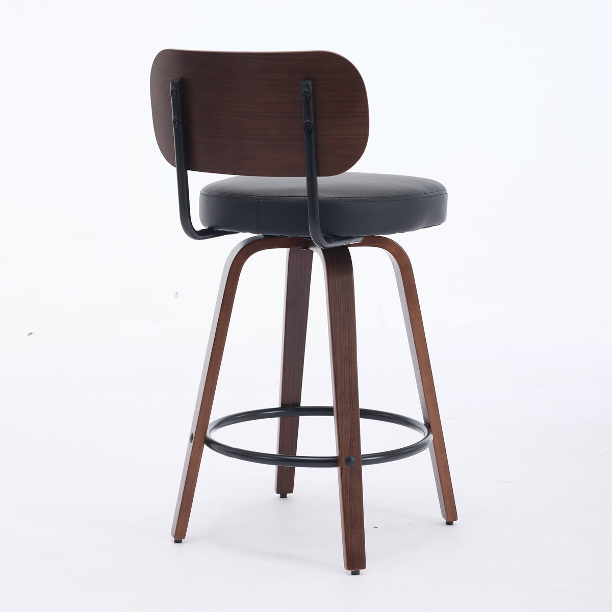 Walnut + Black Swivel Counter Stools, Set of 2