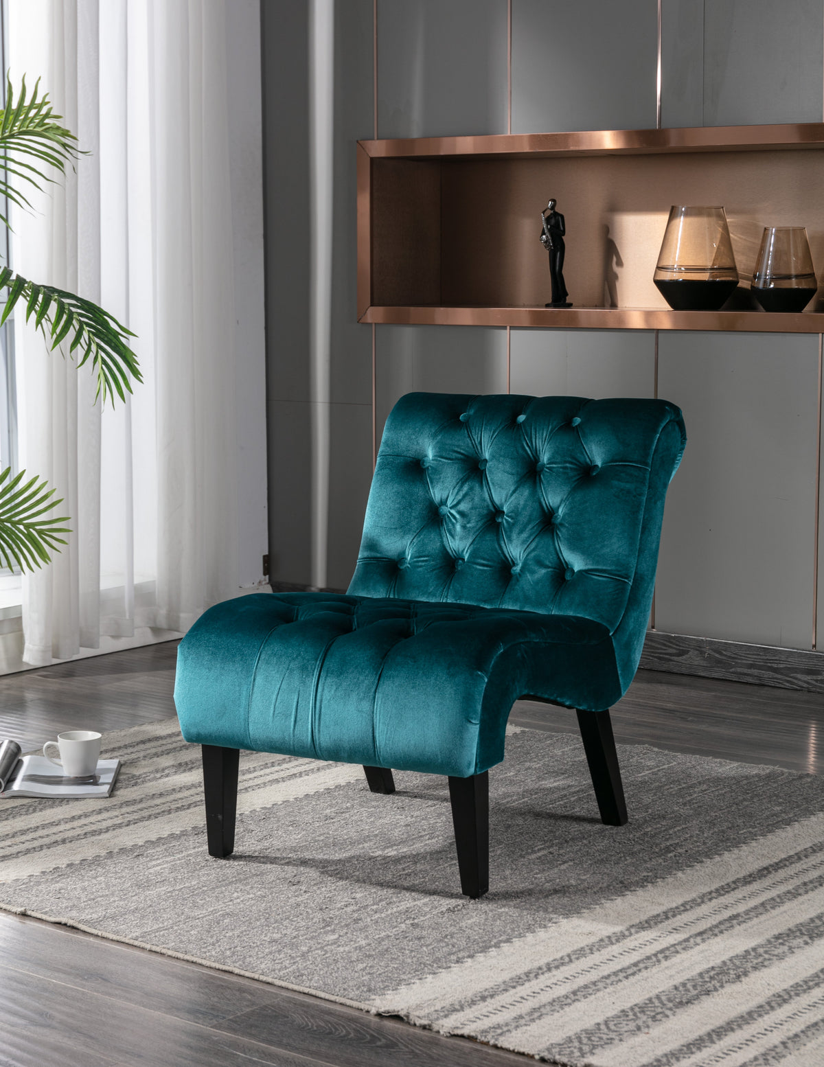 Teal Velvet Accent Chair