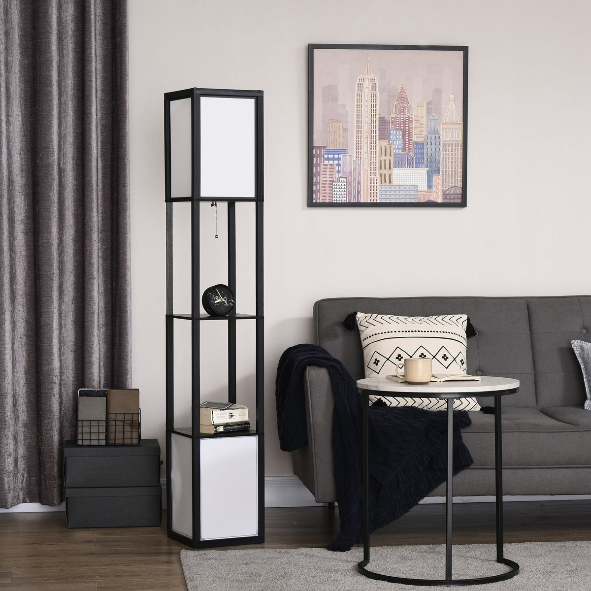 Modern Dual-Ambient Shelf Floor Lamp