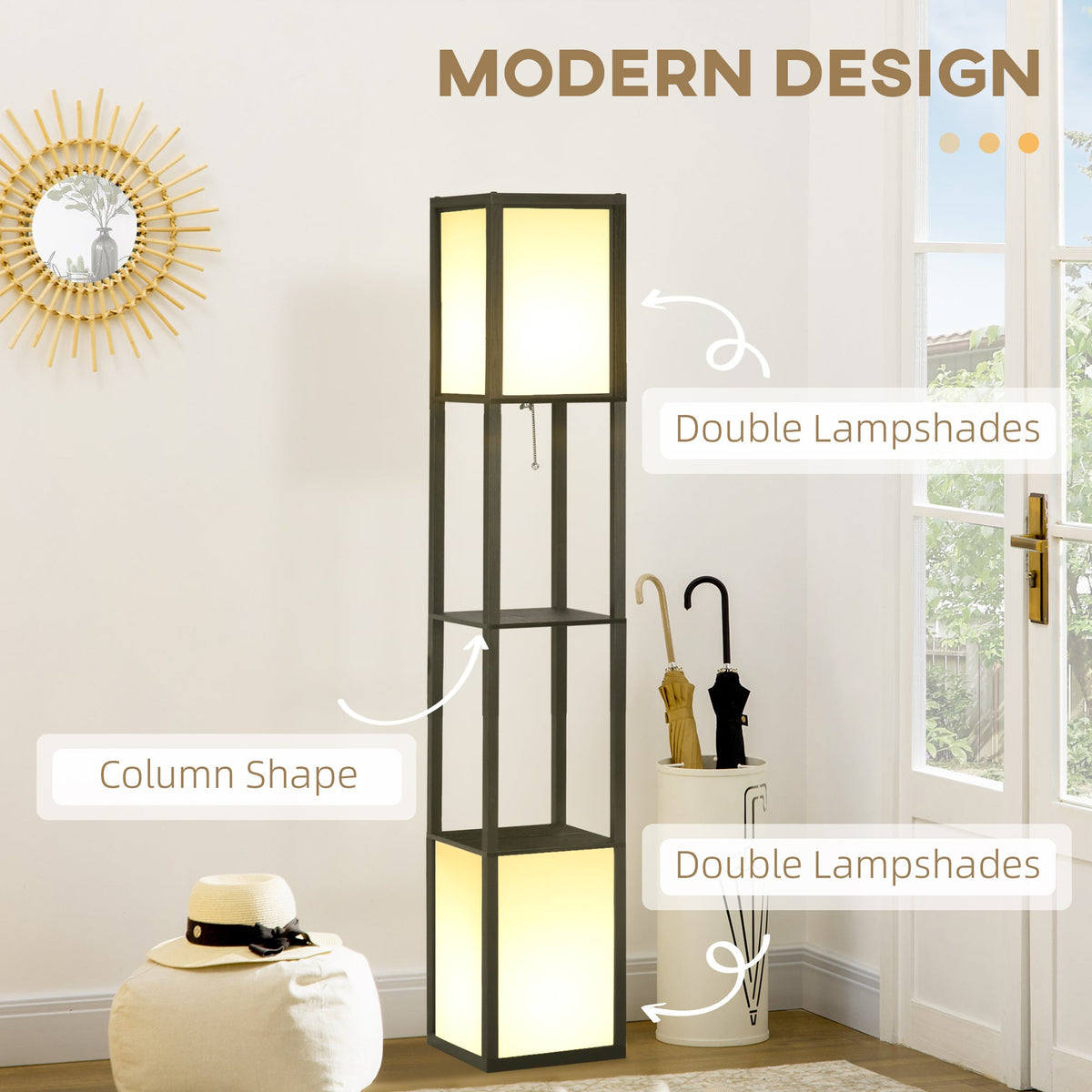 Modern Dual-Ambient Shelf Floor Lamp
