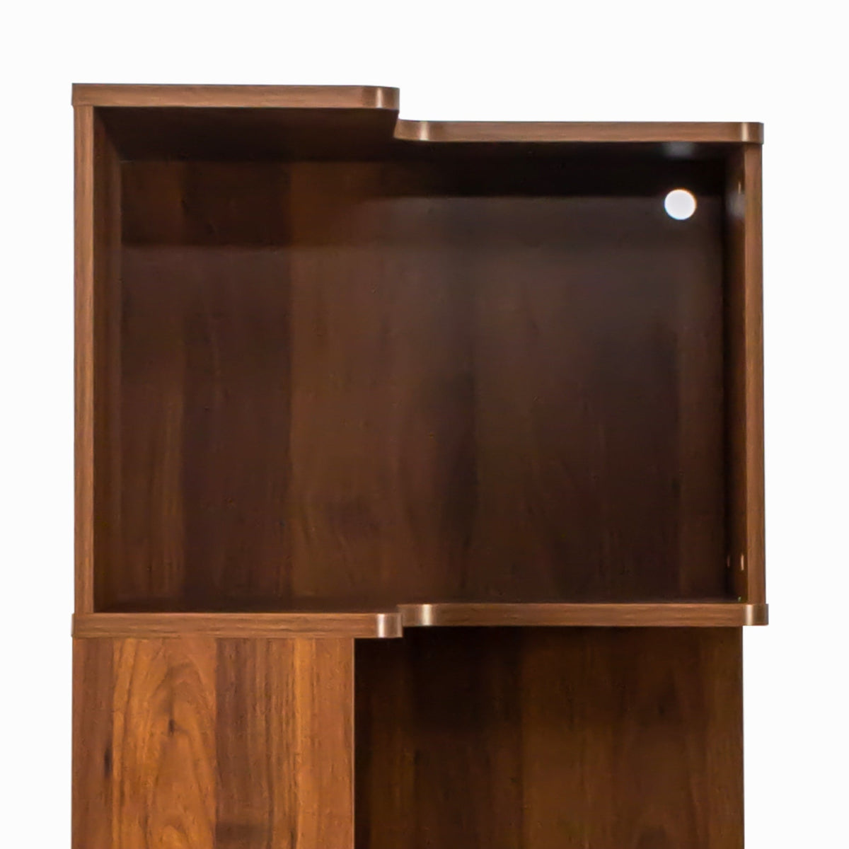 Walnut 5-Tier LED Corner Bookcase