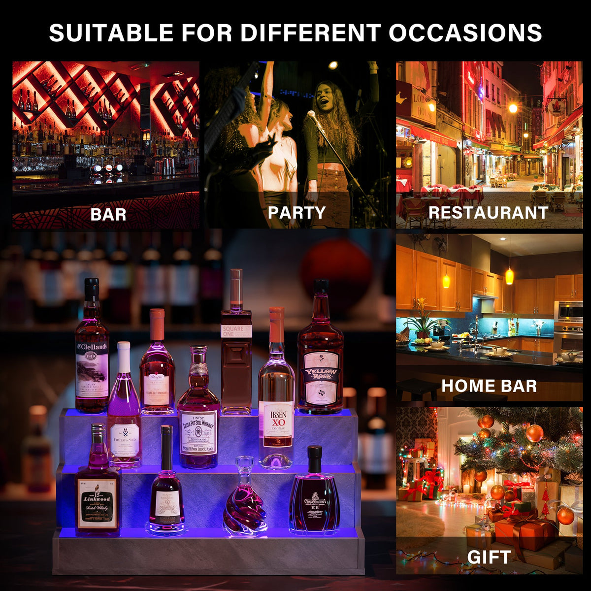 24" LED Liquor Bottle Display Shelf