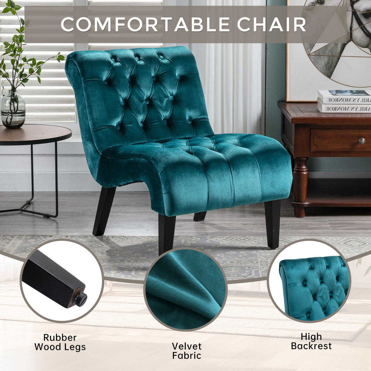 Teal Velvet Accent Chair