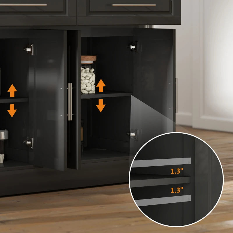 Charcoal Black Rolling Kitchen Island with Stainless Steel Top