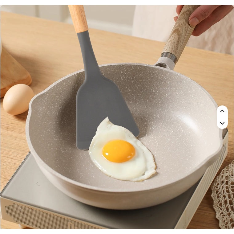 12-Piece Silicone Cooking Utensil Set with Wood Handles