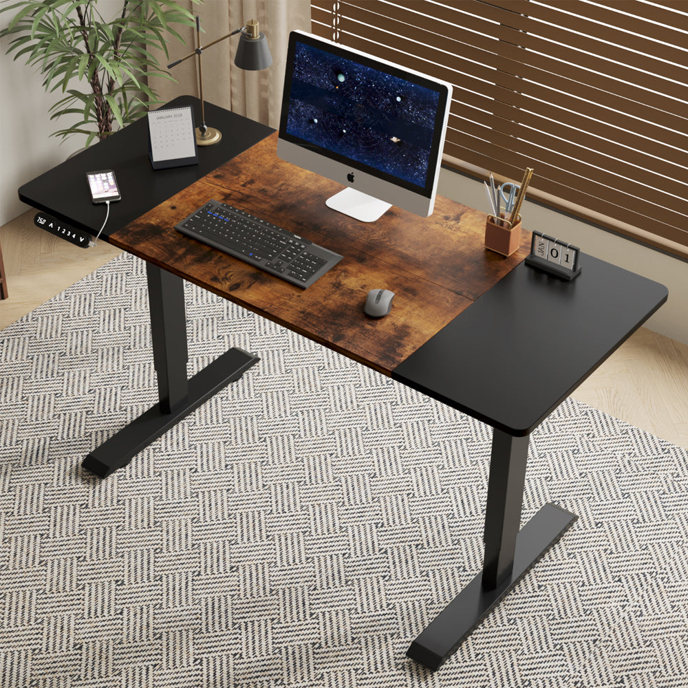 Black & Walnut Compact Electric Standing Desk