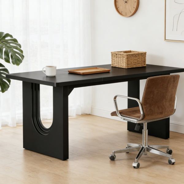 Sculptural Black Executive Desk