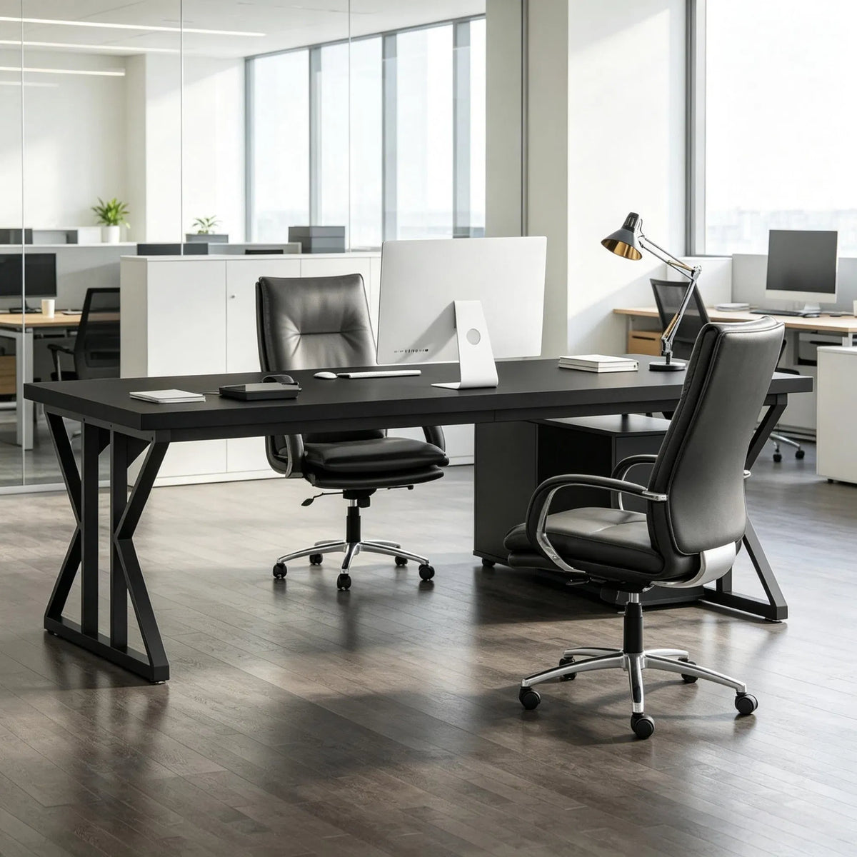 Extra-Wide Black Executive Desk
