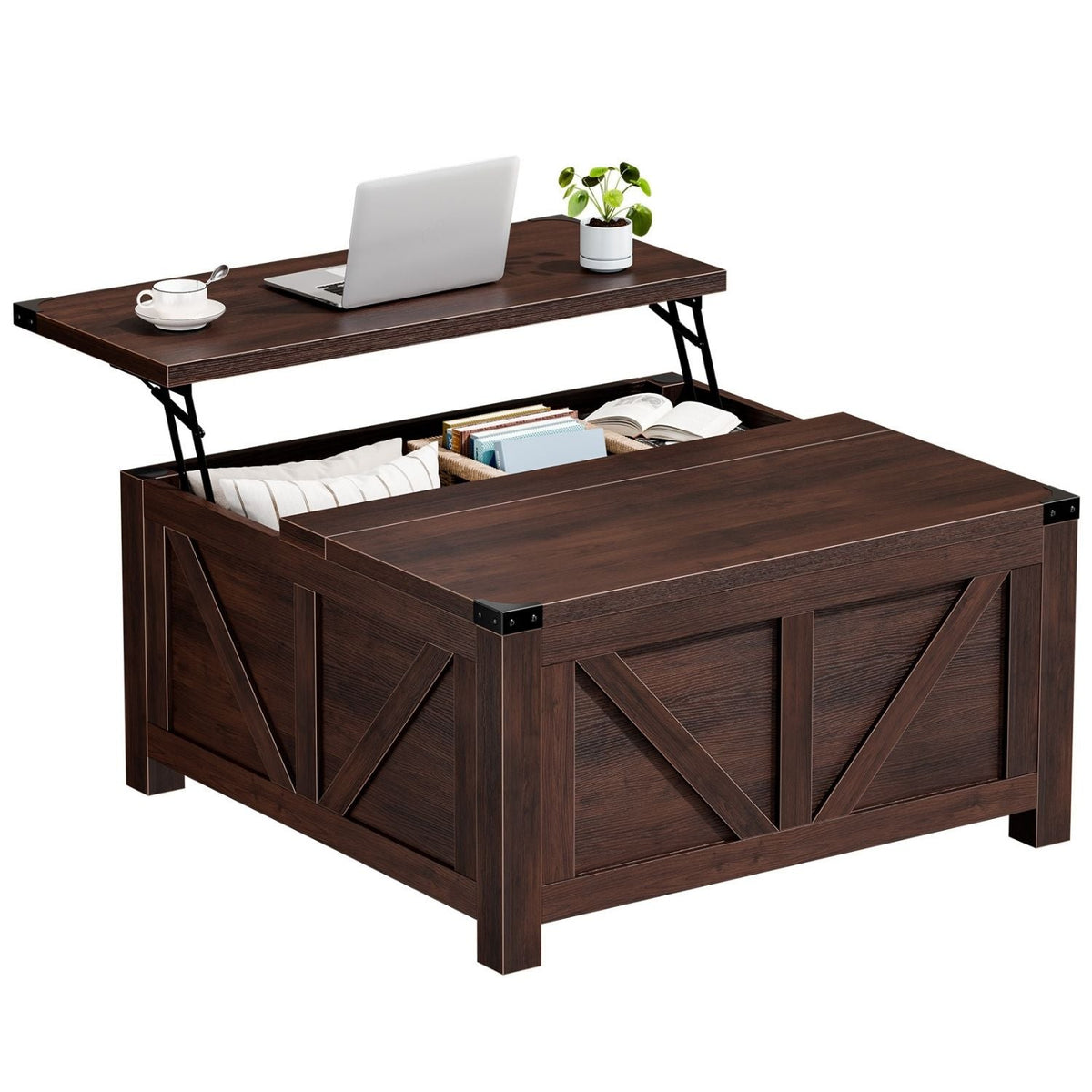 Lift-Top Storage Coffee Table with USB-C Charging
