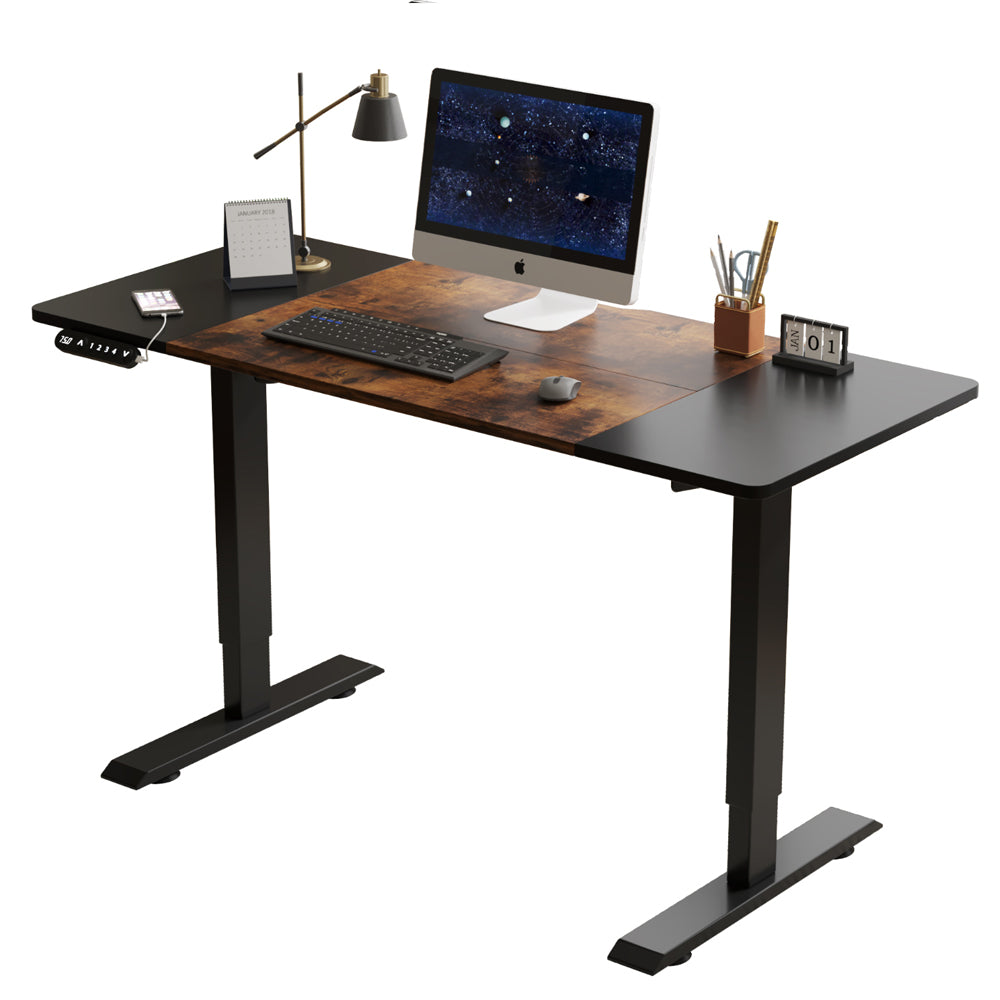 Black & Walnut Compact Electric Standing Desk