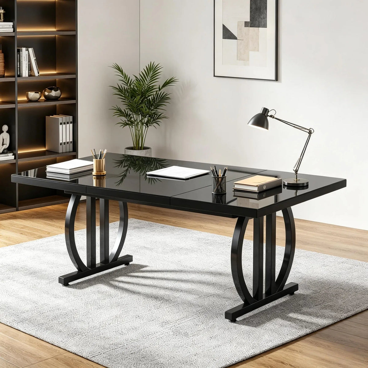 Sculptural Oval-Base Executive Desk