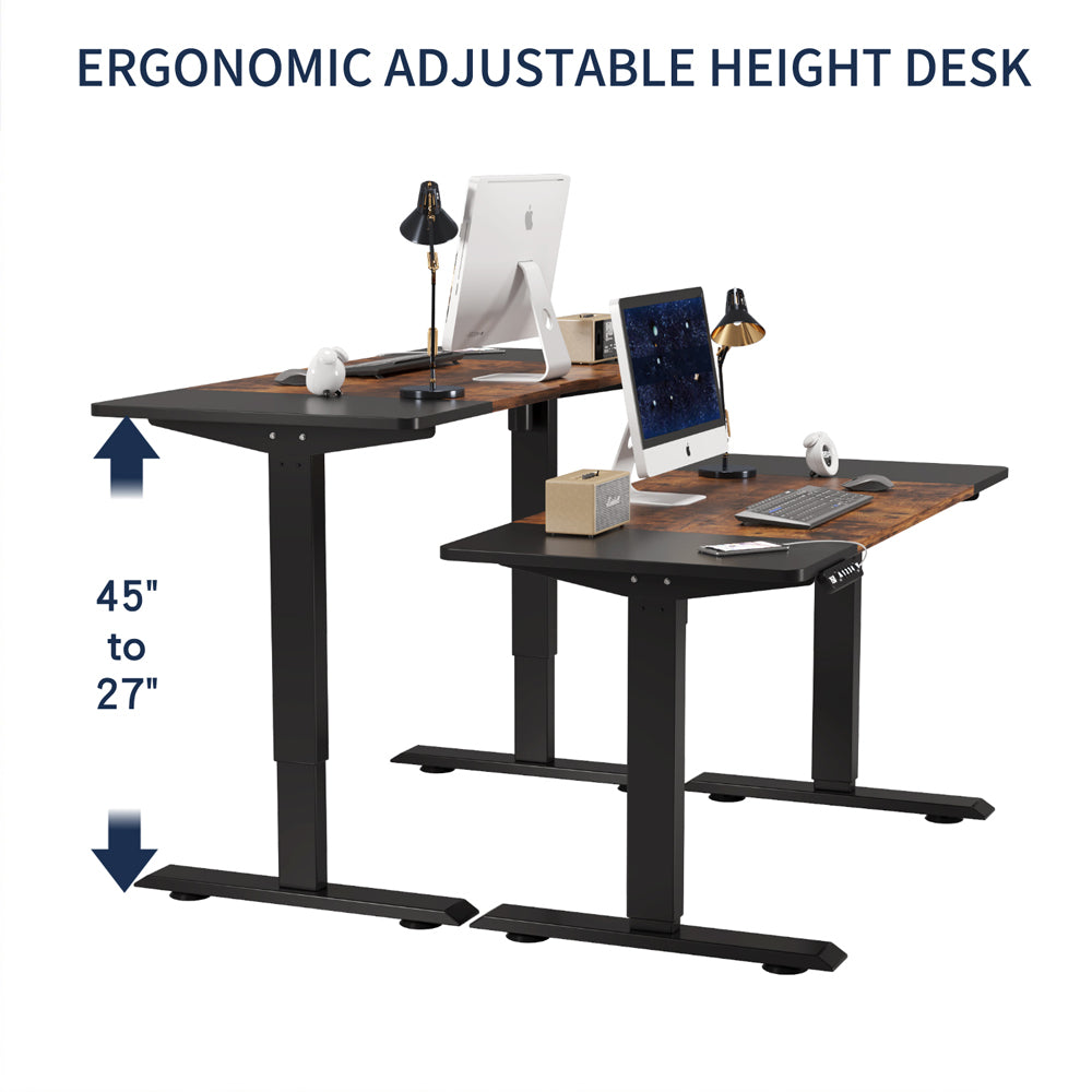 Black & Walnut Compact Electric Standing Desk