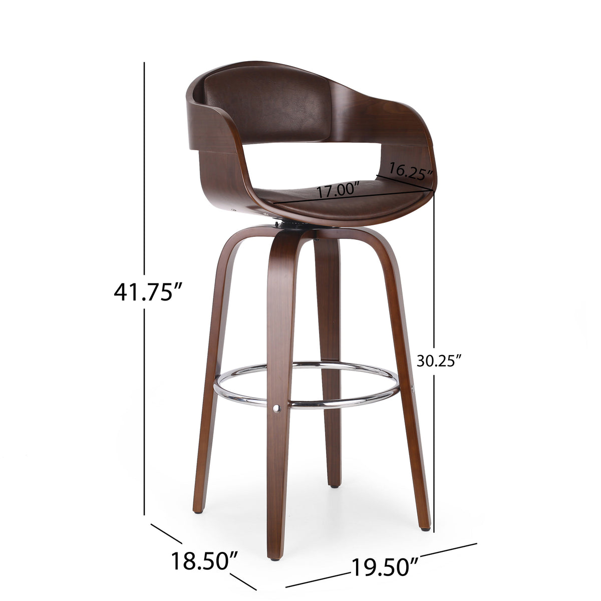 Dark Walnut Swivel Bar Stool