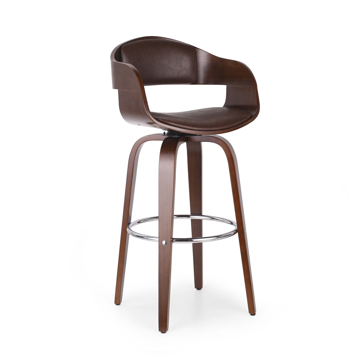 Dark Walnut Swivel Bar Stool