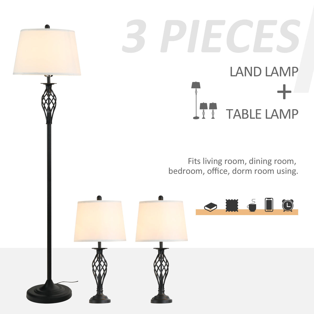 3-Piece Floor + Table Lamp Set