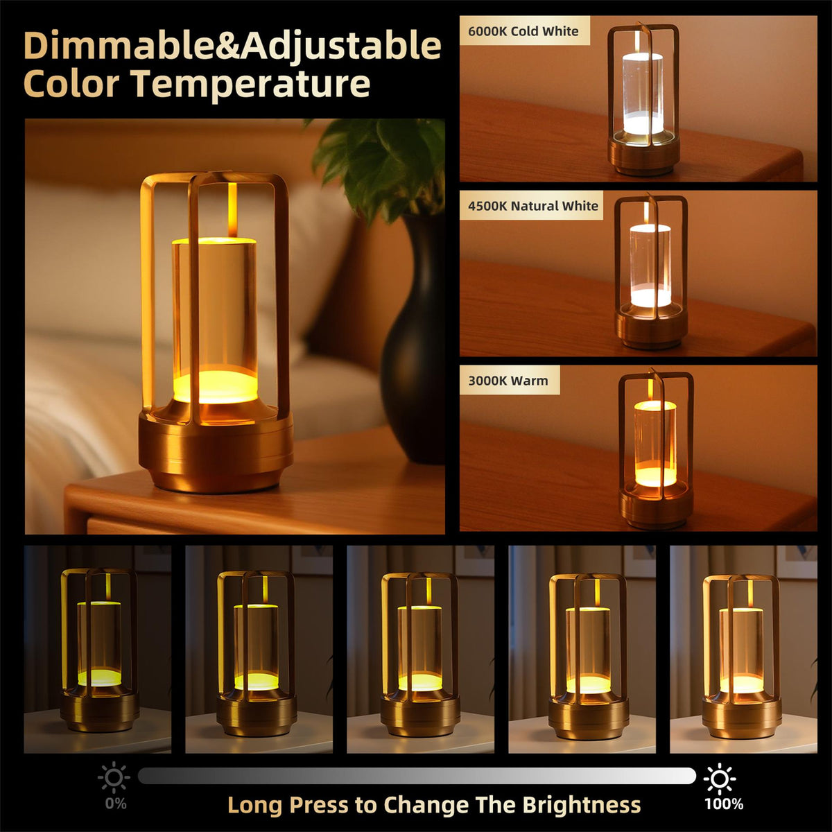 Portable Touch-Control Cordless Table Lamp