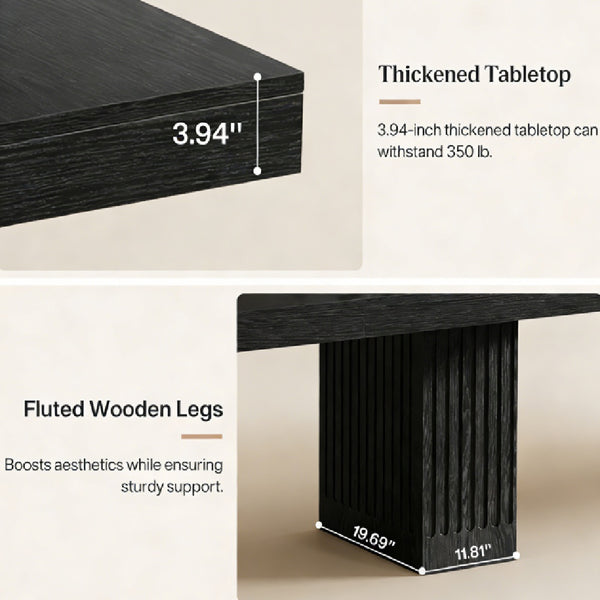 Fluted Black Executive Desk