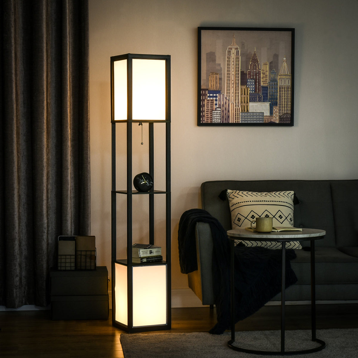 Modern Dual-Ambient Shelf Floor Lamp