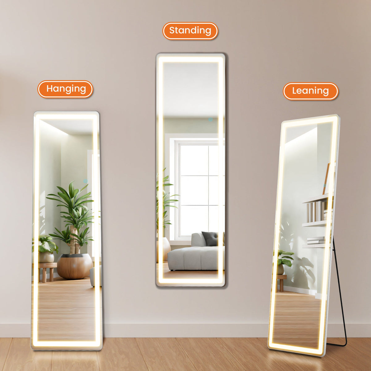 3-Color LED Full-Length Mirror