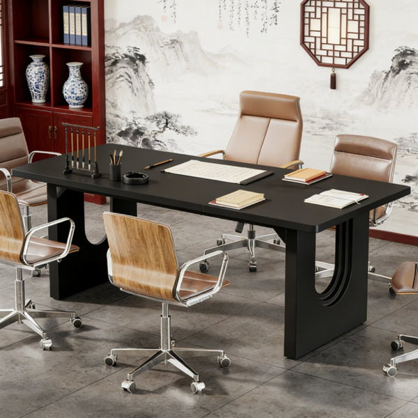 Sculptural Black Executive Desk