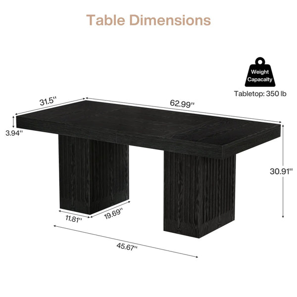 Fluted Black Executive Desk
