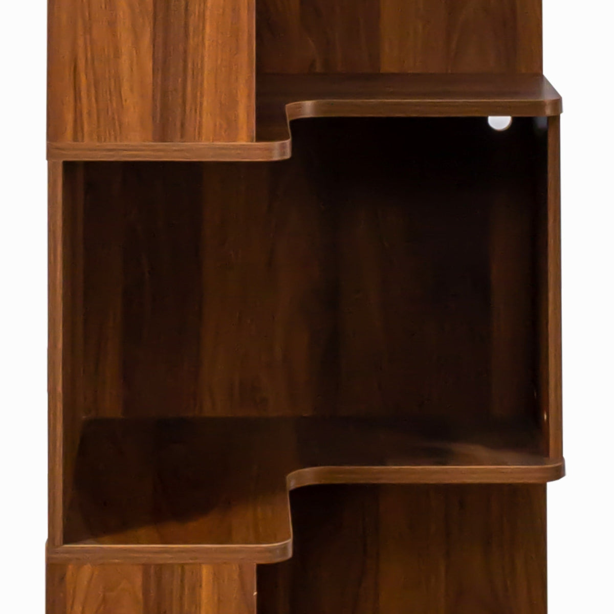 Walnut 5-Tier LED Corner Bookcase