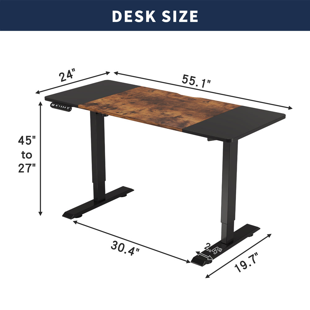 Black & Walnut Compact Electric Standing Desk