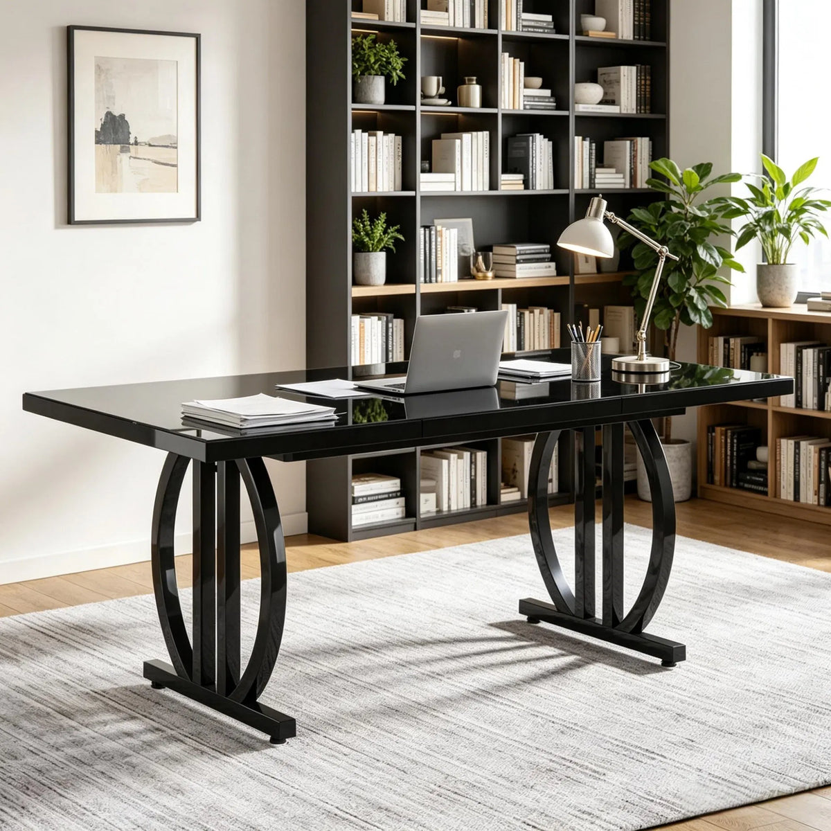 Sculptural Oval-Base Executive Desk