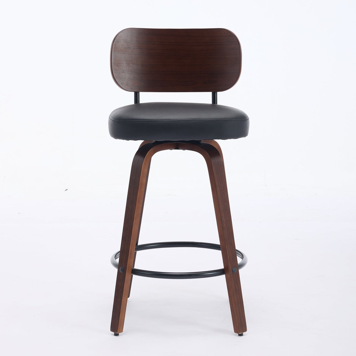 Walnut + Black Swivel Counter Stools, Set of 2