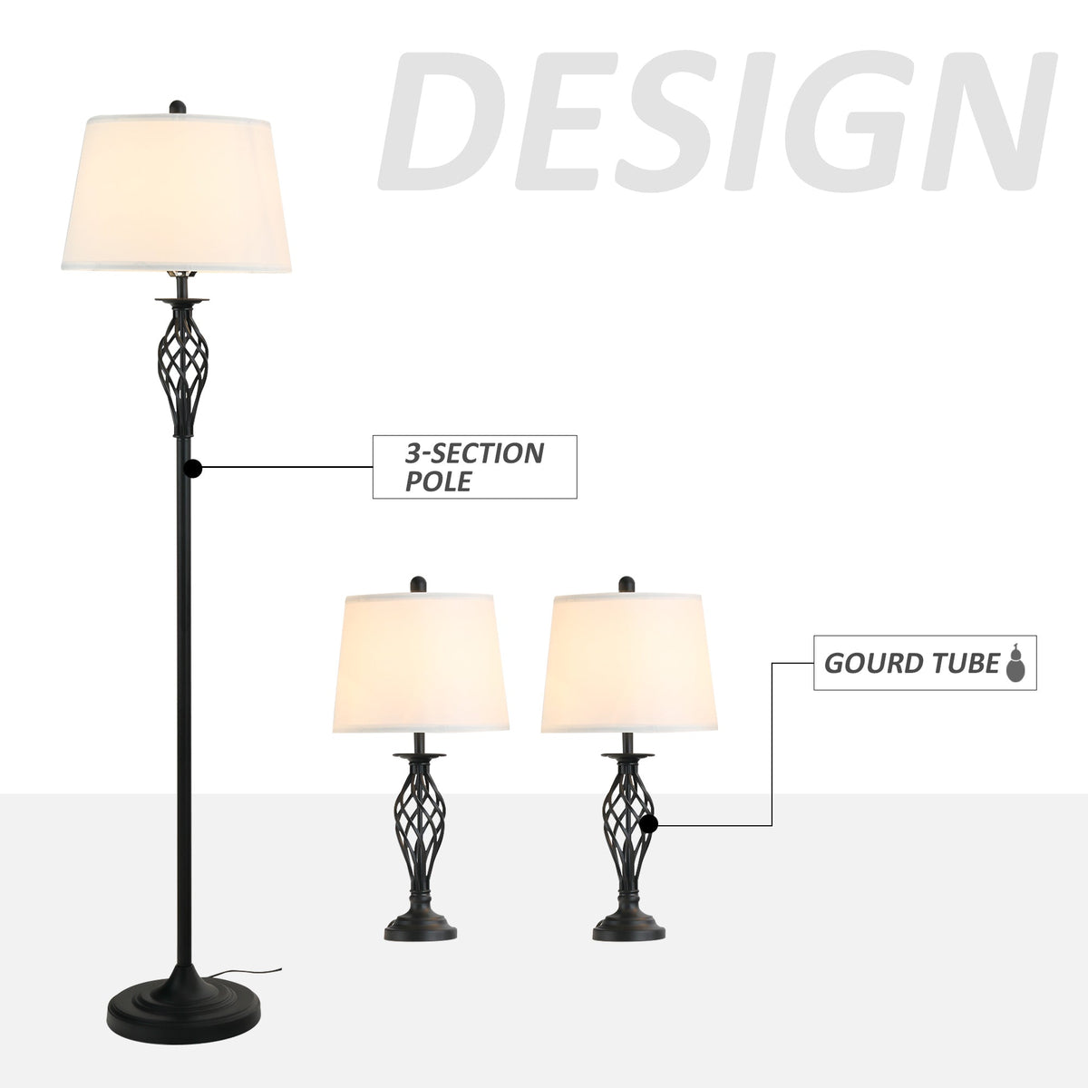 3-Piece Floor + Table Lamp Set