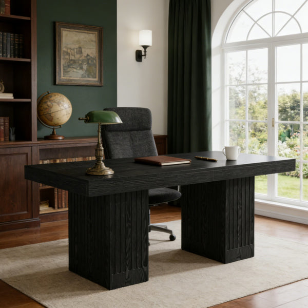 Fluted Black Executive Desk