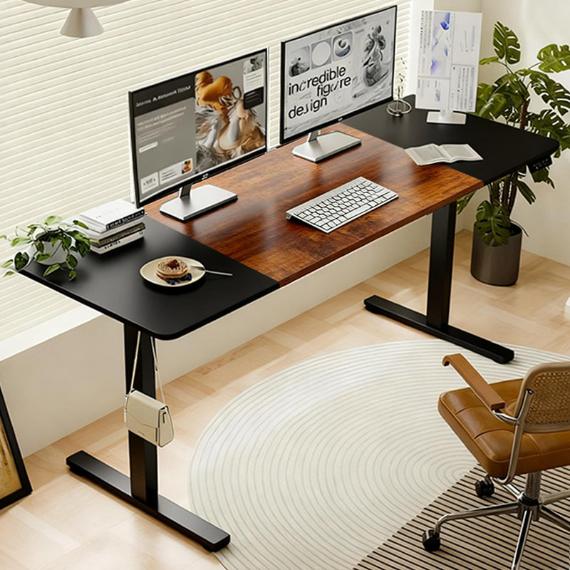 Black & Walnut Compact Electric Standing Desk