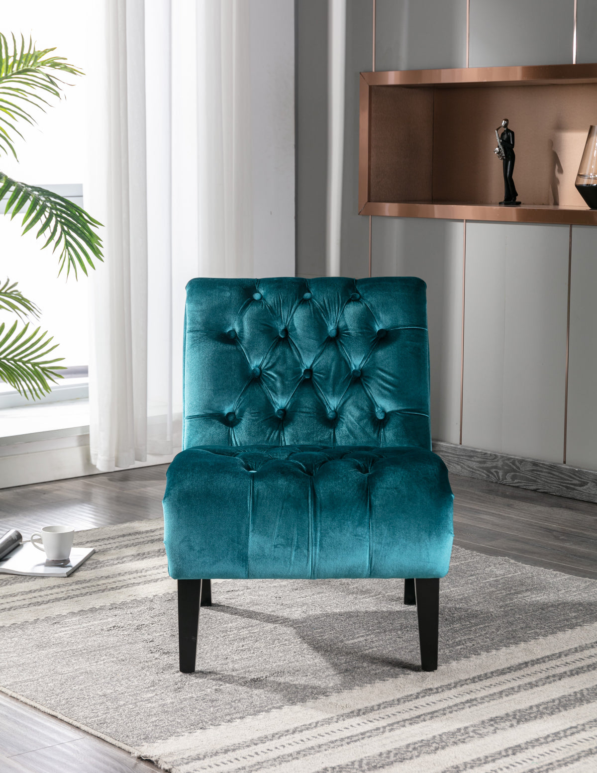 Teal Velvet Accent Chair