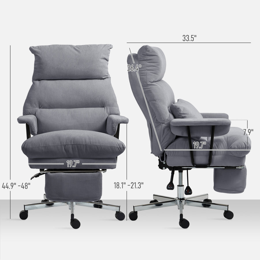 Gray Corduroy Executive Reclining Office Chair