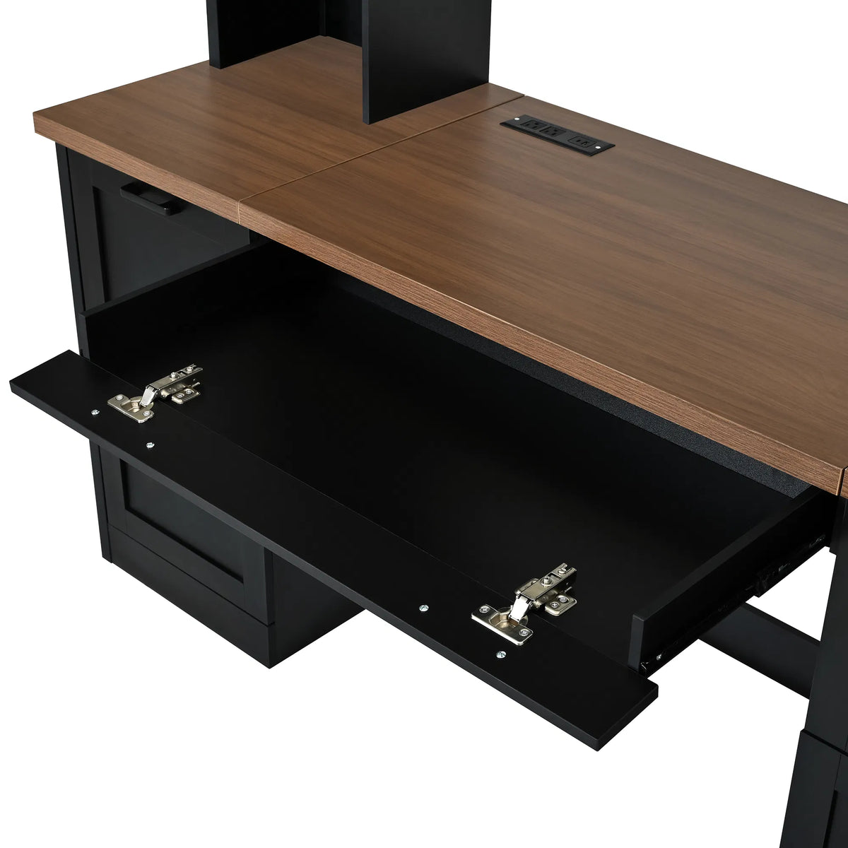 Black & Walnut Executive Workstation with Hutch