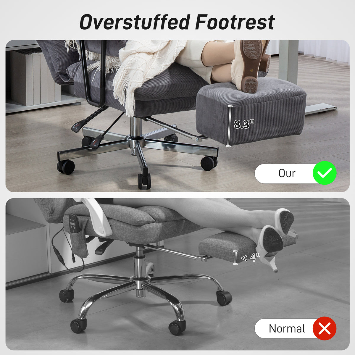 Gray Corduroy Executive Reclining Office Chair