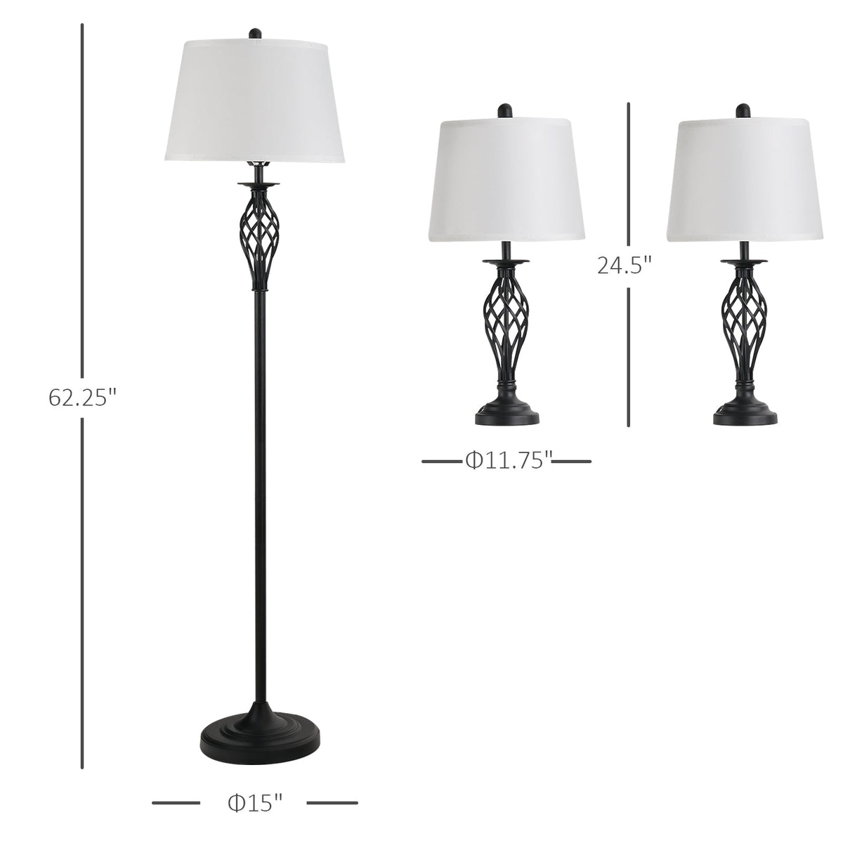 3-Piece Floor + Table Lamp Set