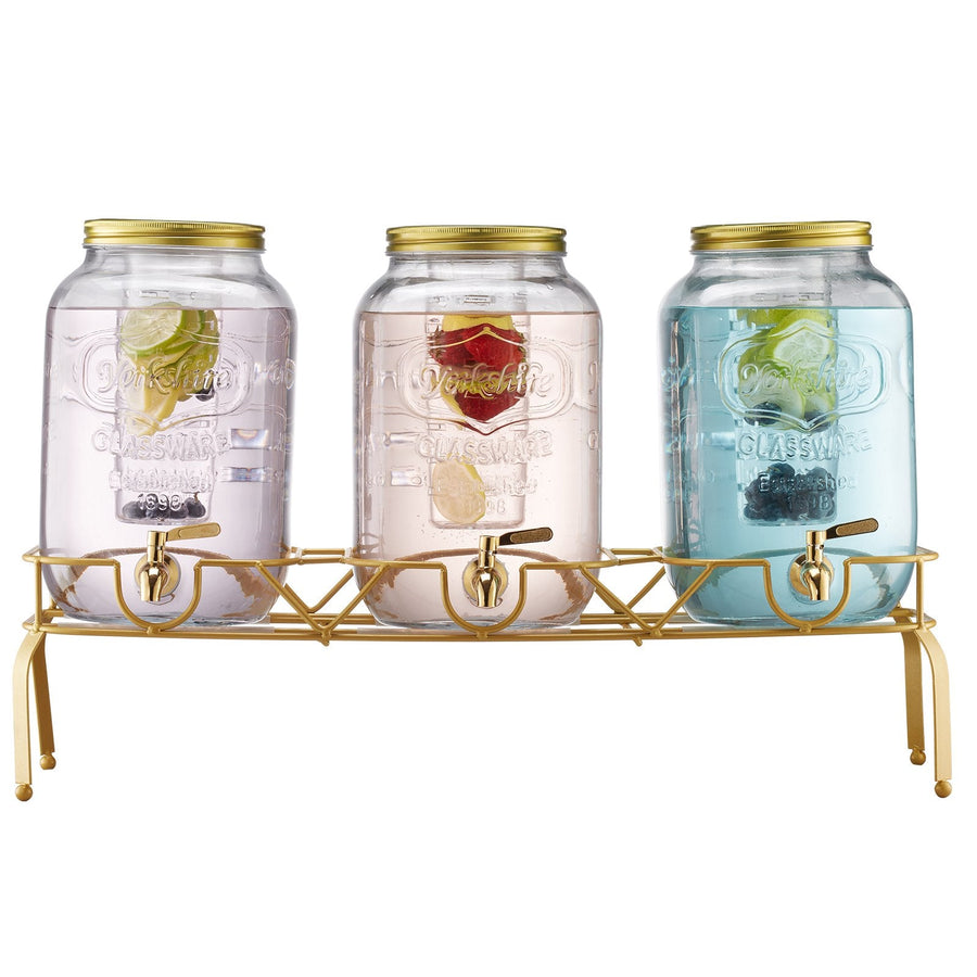 Triple 2-Gallon Beverage Dispenser with Metal Stand