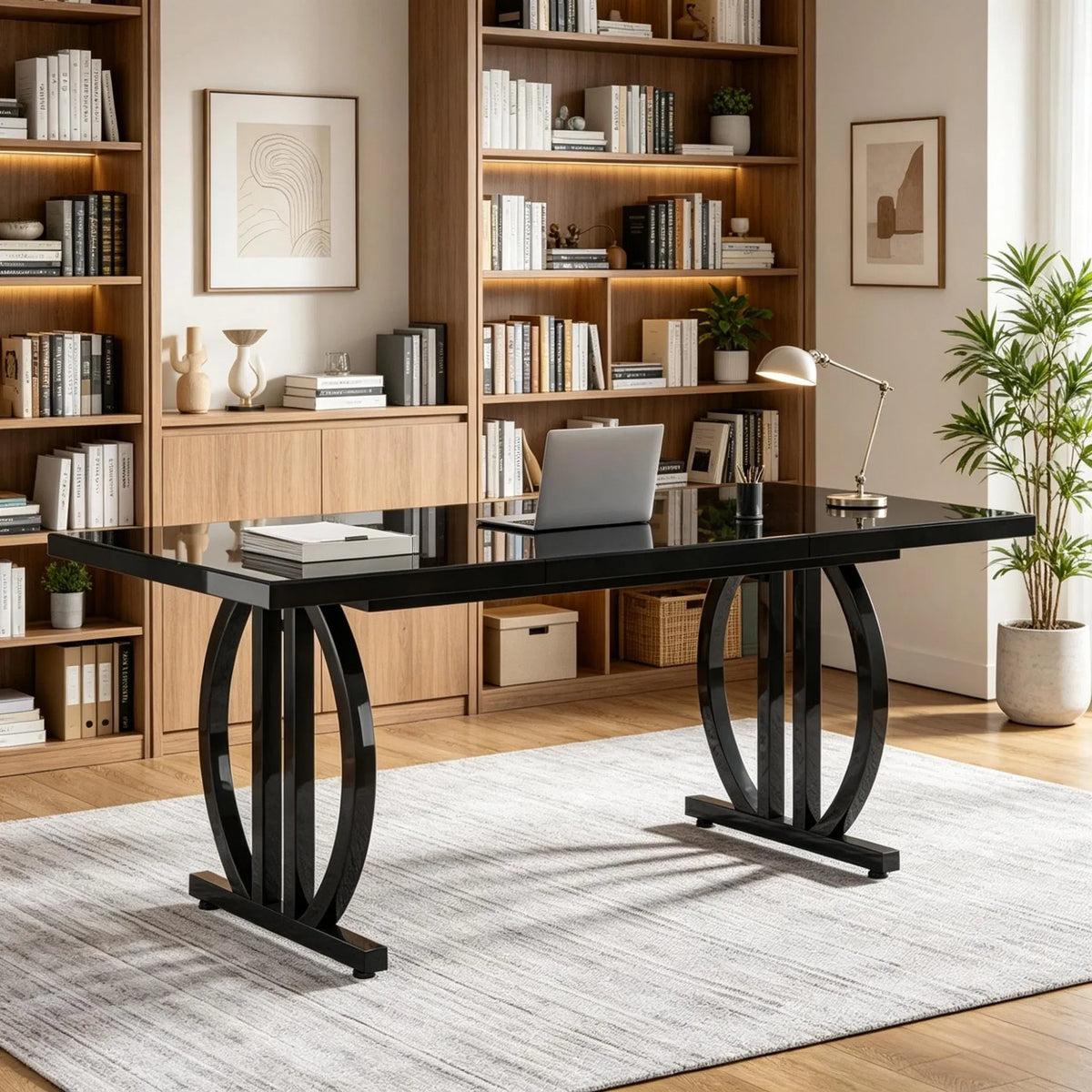 Sculptural Oval-Base Executive Desk