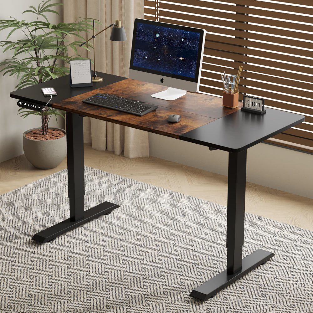 Black & Walnut Compact Electric Standing Desk